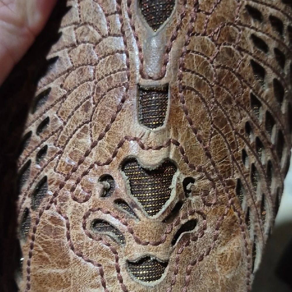 Cavender Embroidered  Women's Boots Snip Toe Brown Leather 406517 Size 7.5 B - Picture 15 of 16